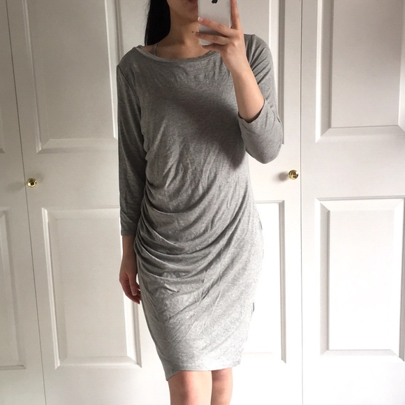Gibson - Heather Grey Ruched Midi Dress - Picture 2 of 5